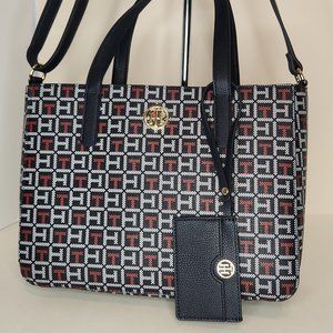 Tommy Hilfiger Navy North South Satchel with Detachable Pouch - NWT